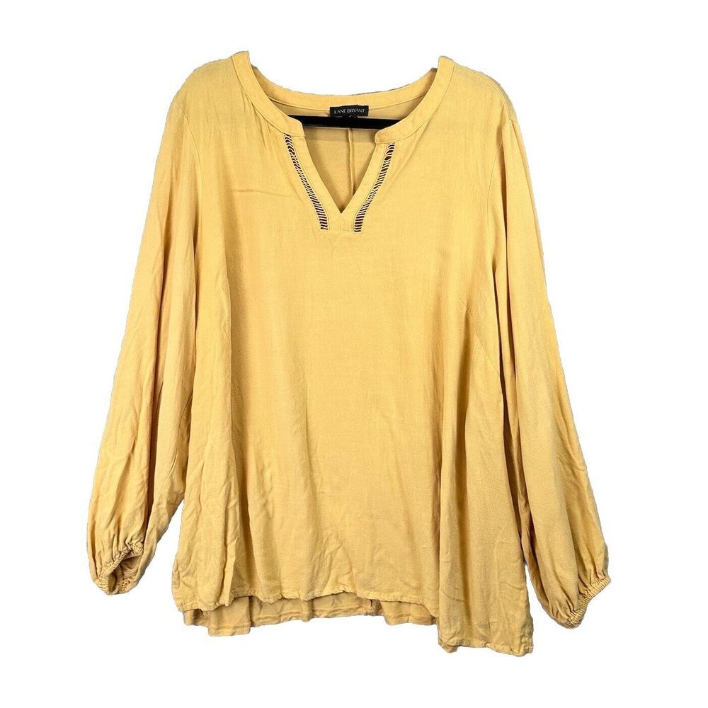 Lane Bryant Tunic Shirt Women Plus Size 20 Bishop Sleeve Boho Beach Popover Top